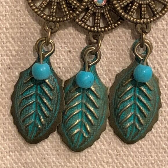 Boho Dreamcatcher Style Necklace with Turquoise Accents & Beads - Western Style - Picture 7 of 9